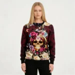 Flower Skull Ugly Christmas Sweater Floral Des