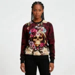 Flower Skull Ugly Christmas Sweater Holiday Cl