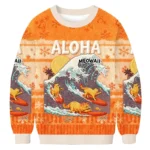 Free Surfing Cat Christmas Ugly Sweater Animal Themed Xmas Clothing
