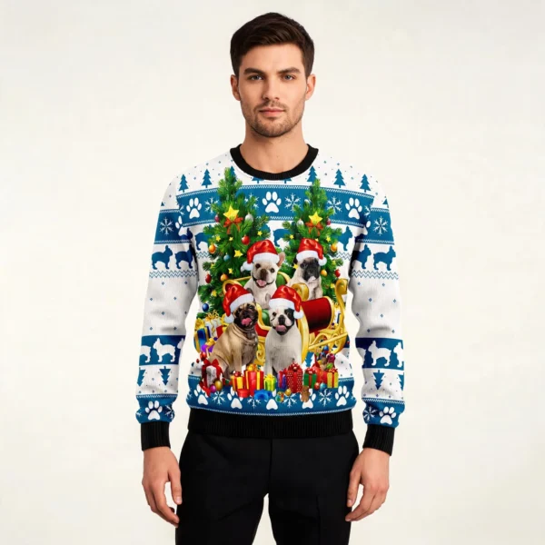 French Bulldog Greeting Ugly Christmas Sweater