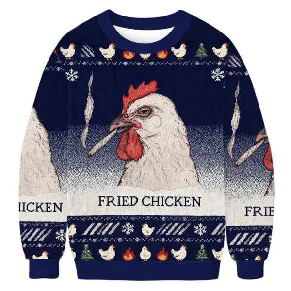 fried chicken last cigarette christmas ugly sweater animal themed.webp