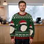 Frog Wearing Santa Hat Green Christmas Ugly Sweater Christmas