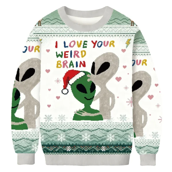 funny aliens with i love your weird brain christmas ugly sweater xmas.webp