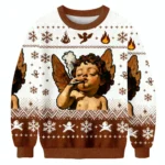 Funny Cherub Smoking A Cigarette Ugly Sweater