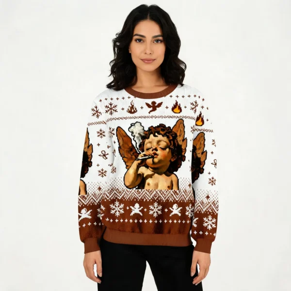 Funny Cherub Smoking A Cigarette Ugly Sweater