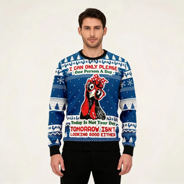 Funny Chicken Ugly Christmas Sweater I Can Onl