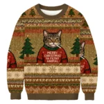 Funny Christmas Smoking Cat Christmas Ugly Swe