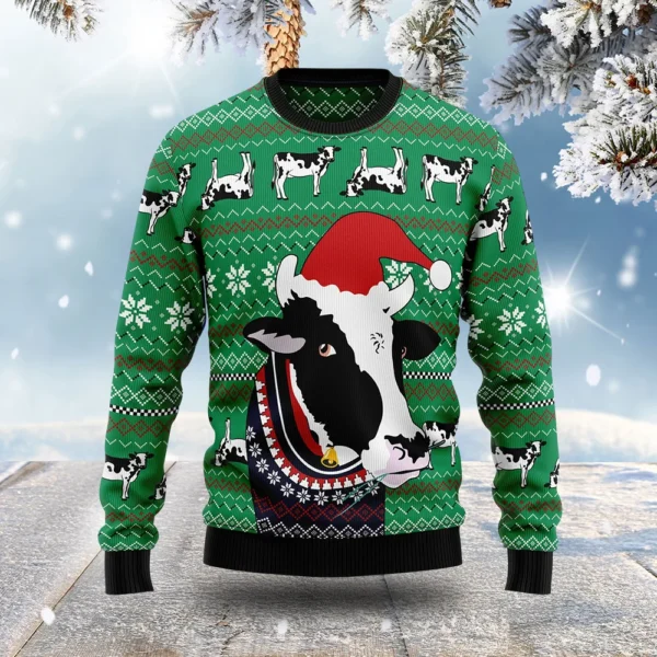 funny cow ugly christmas sweater animal clothing xmas gift forcow.webp