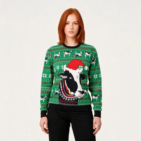 Funny Cow Ugly Christmas Sweater Animal Clothi