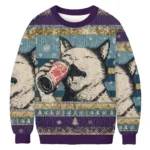 Funny Drink Cat Meme Ugly Sweater Xmas Clothing Christmas Gift For