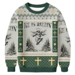 Funny Jesus Skateboard Ugly Sweater He Is Rizz