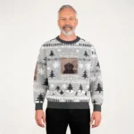 Funny Melancholy Cat Christmas Ugly Sweater Fe
