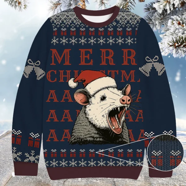 funny opossum christmas ugly sweater funny xmas apparel opossum gift.webp
