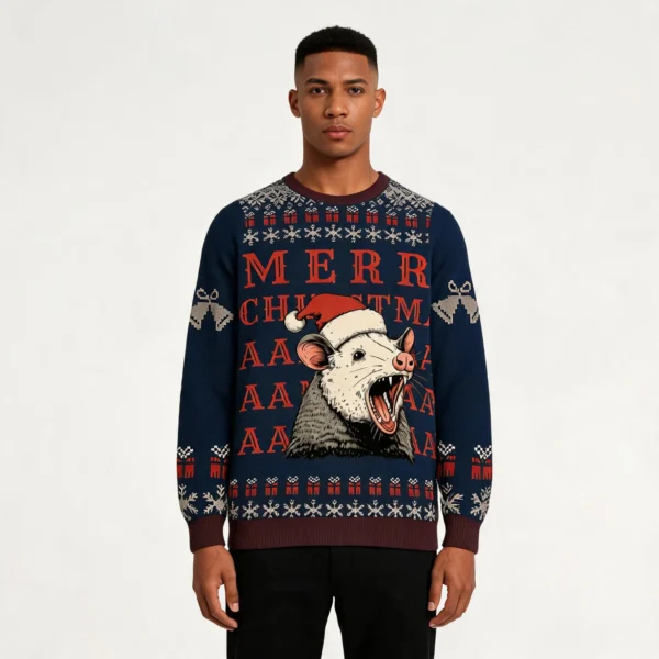 Funny Opossum Christmas Ugly Sweater Funny Xma