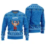 Funny Santa Lifting Ugly Holiday Sweater Hanuk