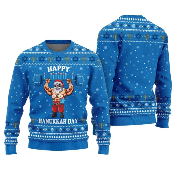 funny santa lifting ugly holiday sweater hanukkah heartwarming.webp