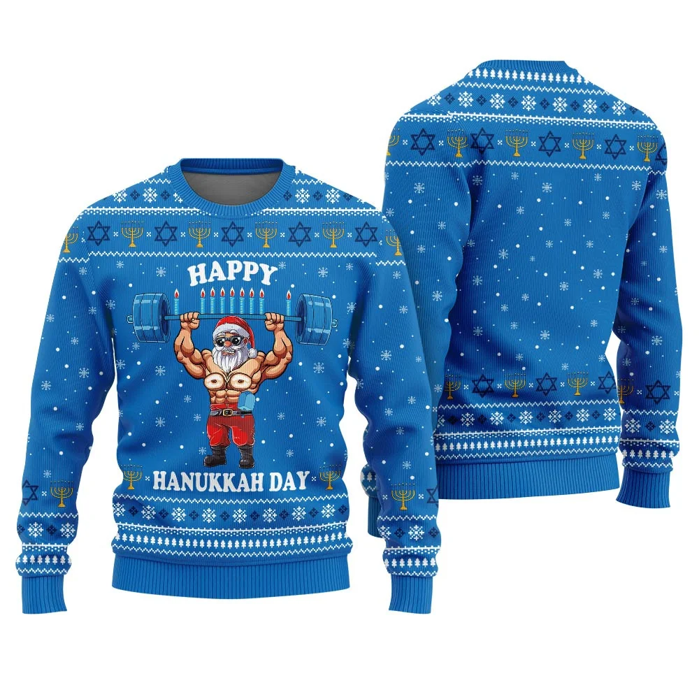 funny santa lifting ugly holiday sweater hanukkah heartwarming.webp funny santa lifting ugly holiday sweater hanukkah heartwarming.webp