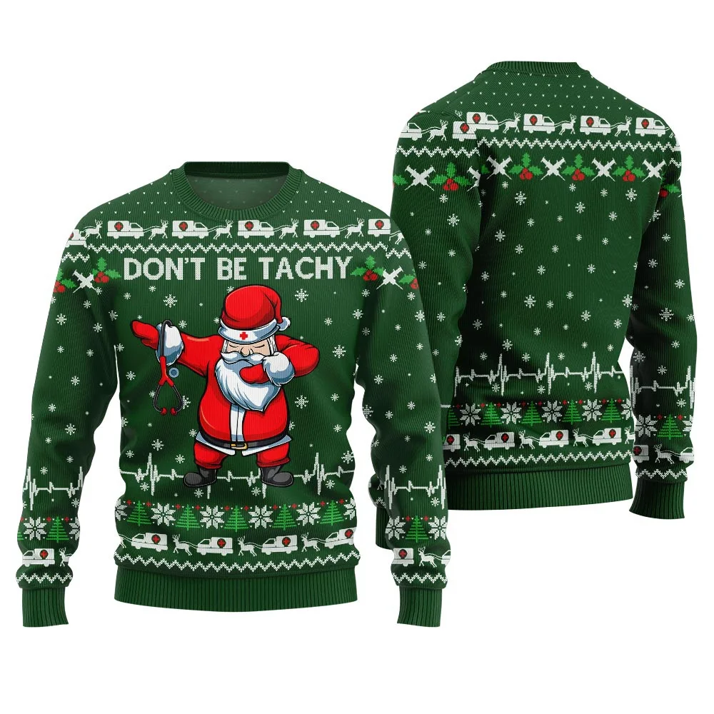 funny santa nurse dont be tachy christmas sweater green thoughtful.webp funny santa nurse dont be tachy christmas sweater green thoughtful.webp