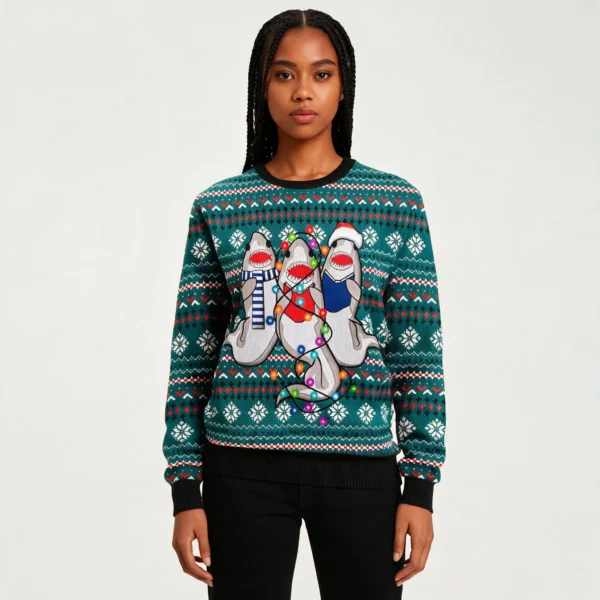 Funny Shark Ugly Christmas Sweater Cute Christ
