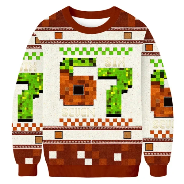 funny six seven ugly sweater funny meme pixel art holiday clothing.webp