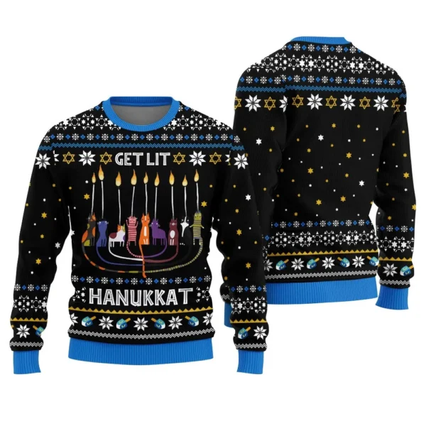 get lit hanukkah ugly holiday sweater meaningful holiday gift merch.webp