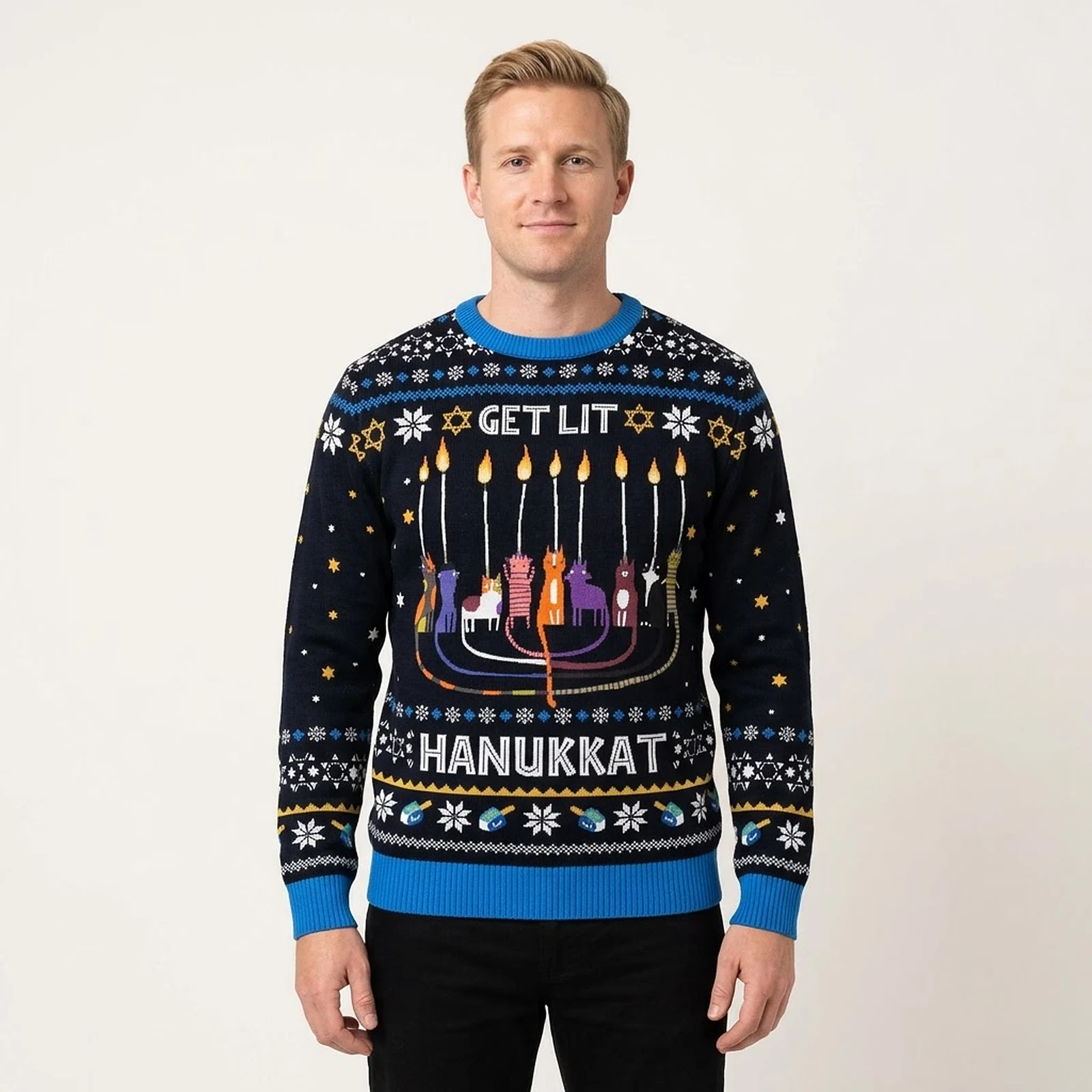 Get Lit Hanukkah Ugly Holiday Sweater Meaningf Get Lit Hanukkah Ugly Holiday Sweater Meaningf