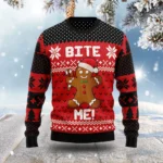 Gingerbread Bite Me Ugly Christmas Sweater Holiday Clothing Christmas