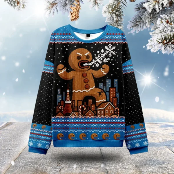 gingerbread monster christmas ugly sweatshirt winter clothing.webp