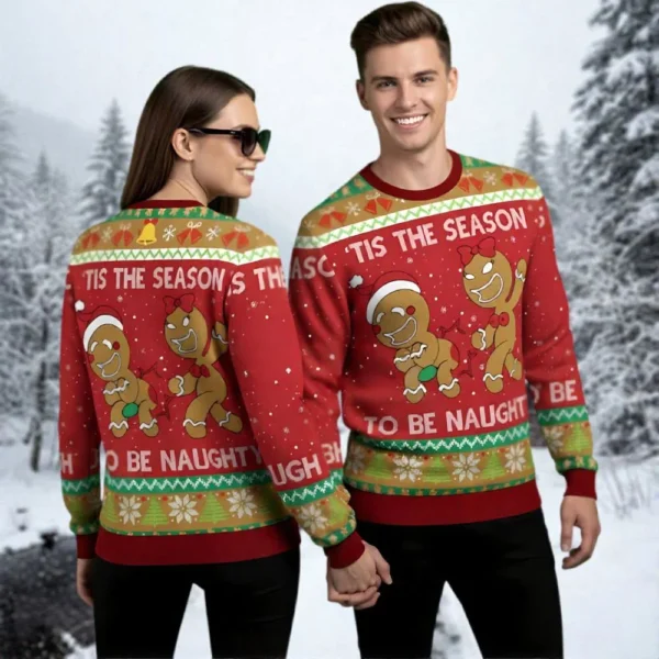gingerbread ugly christmas sweater tis the season to be naughty.webp