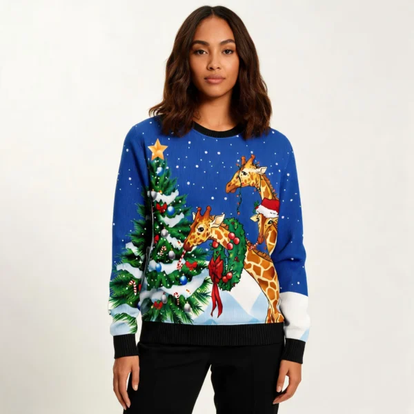 Giraffe Family Xmas Ugly Christmas Sweater Xma