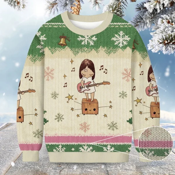 girl playing guitar christmas ugly sweater winter clothing xmas gift.webp