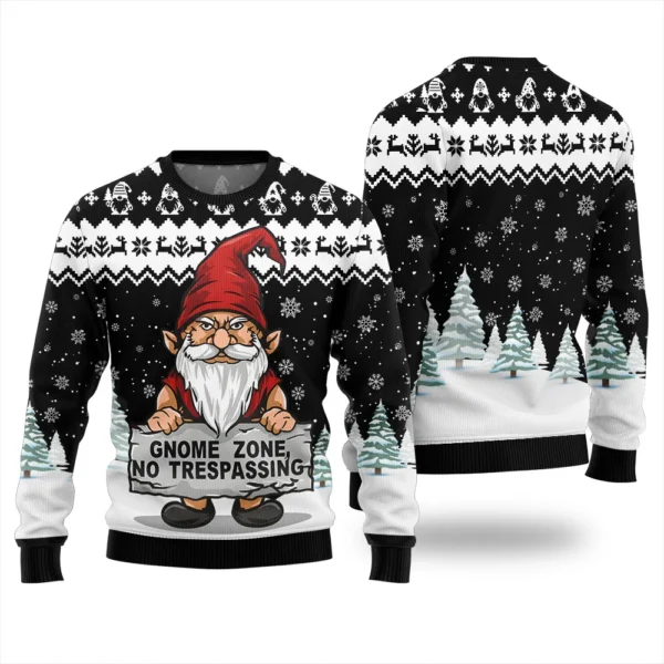 gnome zone ugly christmas sweater seasonal gift merch for cozy.webp