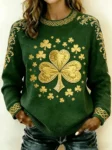 Gold Shamrock Celtic Knit Sweater St Patrick’s