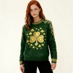 Gold Shamrock Celtic Knit Sweater St Patrick’s