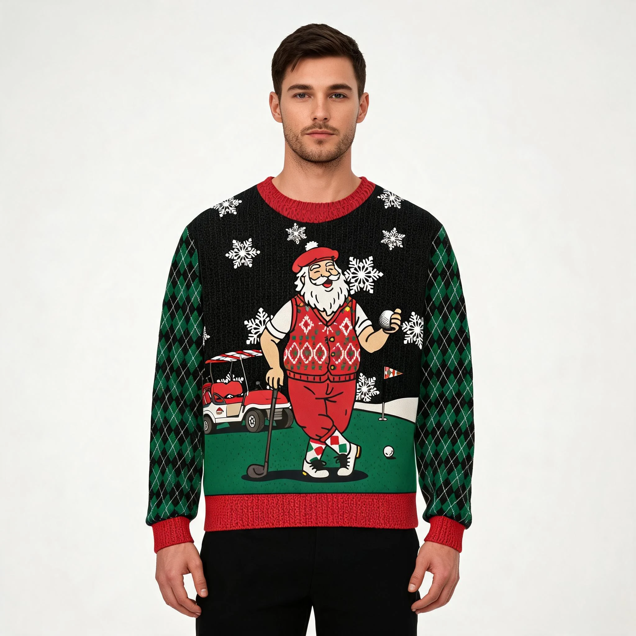 Golfing Santa Claus Ugly Christmas Sweater Spo Golfing Santa Claus Ugly Christmas Sweater Spo