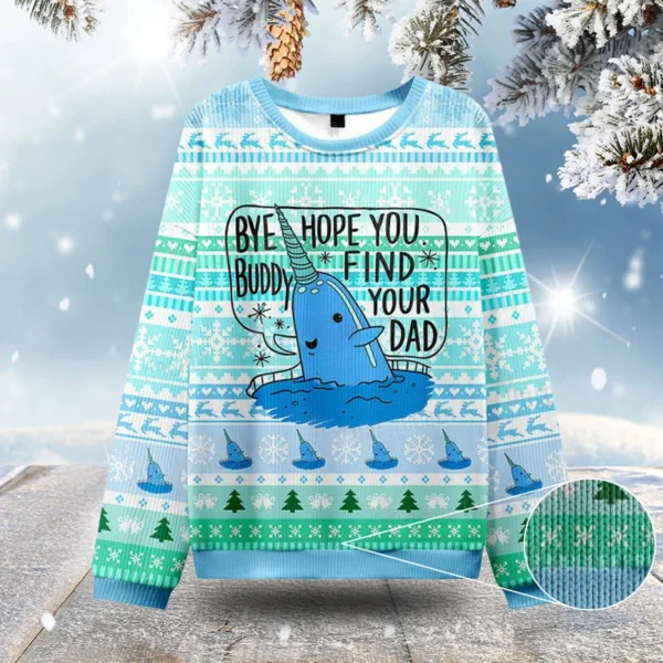 good luck buddy whale ugly christmas sweatshirts cute christmas.webp