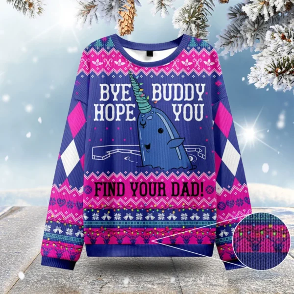 good luck buddy whale ugly christmas sweatshirts ugly holiday sweater.webp