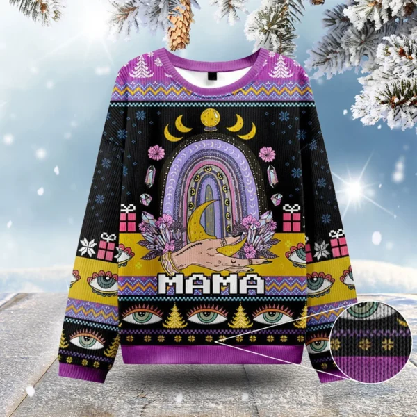 gothic mama rainbow ugly christmas sweatshirts funny xmas sweaters.webp