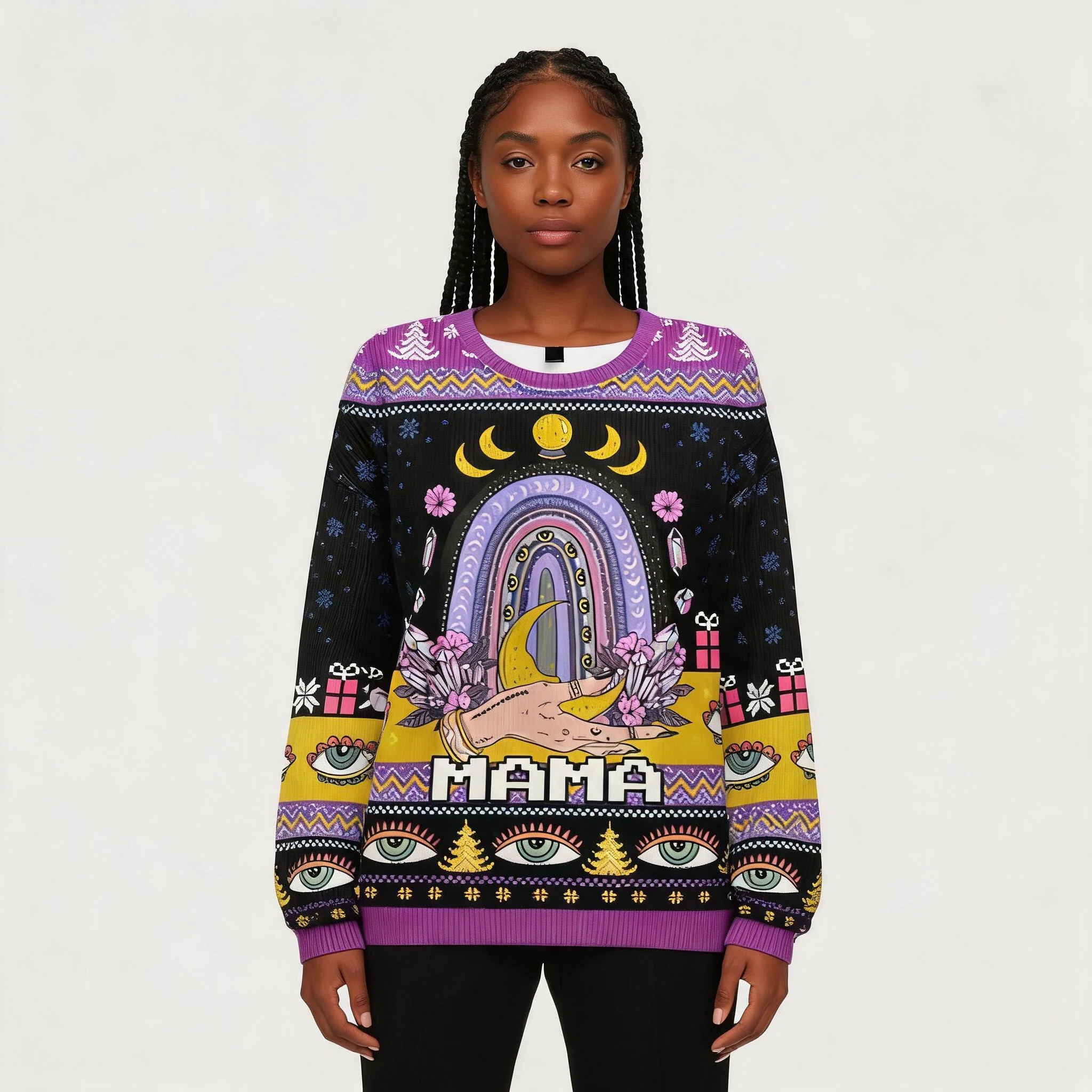 Gothic Mama Rainbow Ugly Christmas Sweatshirts Gothic Mama Rainbow Ugly Christmas Sweatshirts