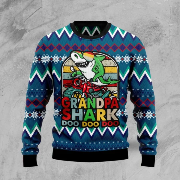 grandpa shark dododo ugly christmas sweater festive clothing xmas.webp