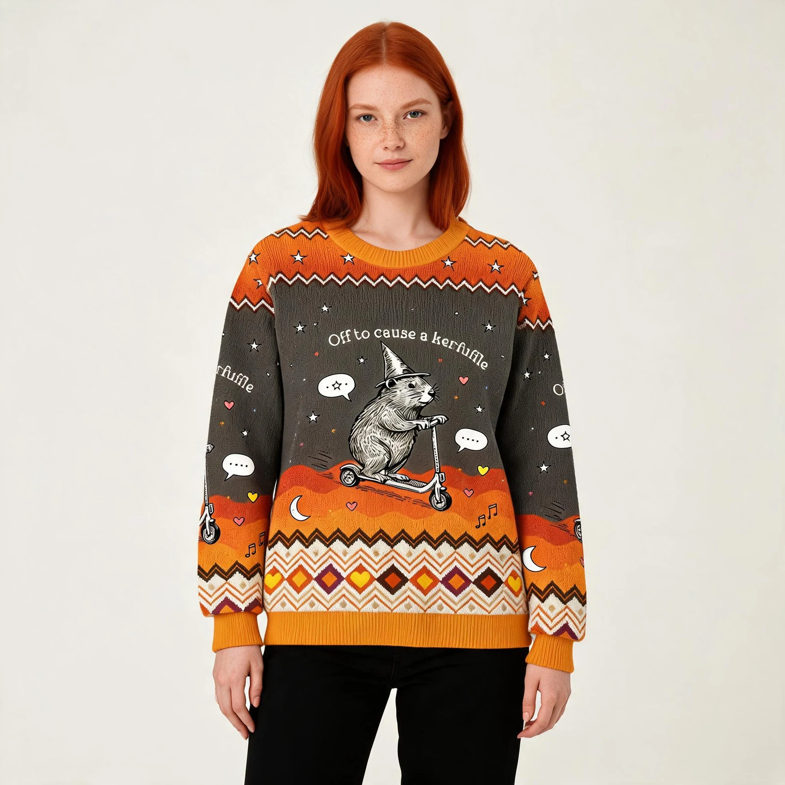 Groundhog Scooter Ugly Sweater Funny Animal Cl Groundhog Scooter Ugly Sweater Funny Animal Cl