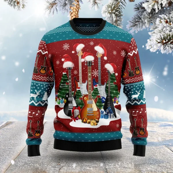 guitar christmas ugly sweater holiday clothing christmas gift.webp