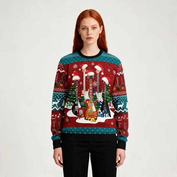 Guitar Christmas Ugly Sweater Holiday Clothing