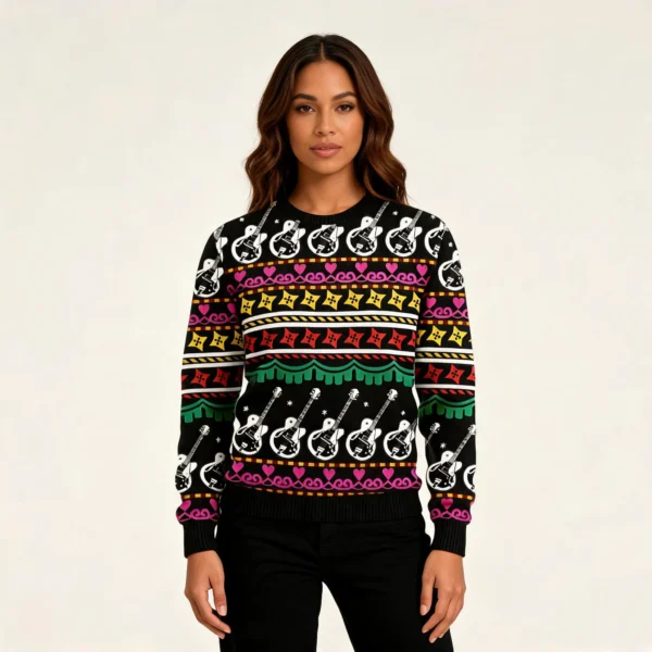 Guitar Graphic Ugly Christmas Sweater Festive