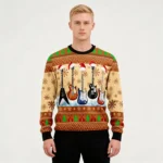 Guitar Xmas Ugly Christmas Sweater Festive Clo