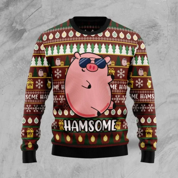 handsome cute pig ugly christmas sweater animal design christmas gift.webp