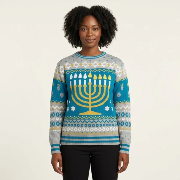 Hanukkah Menorah Christmas Ugly Sweater Christ
