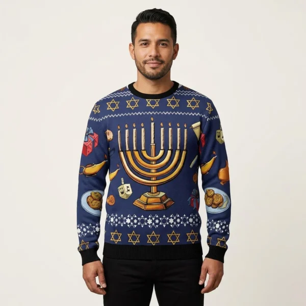 Hanukkah Menorah Christmas Ugly Sweater Holida