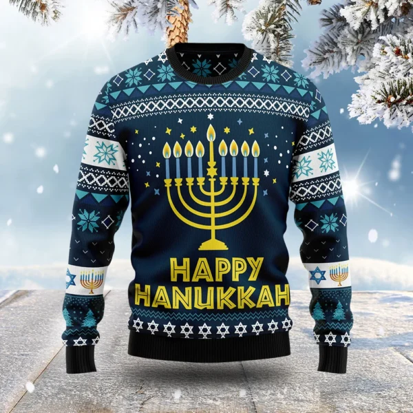 happy hanukkah ugly christmas sweater christmas apparel xmas gift.webp
