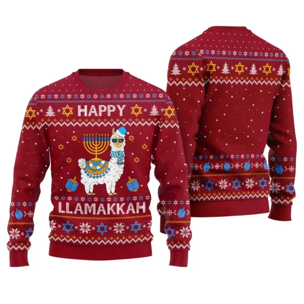 happy llamakkah ugly hanukkah sweater perfect gift sweater for.webp